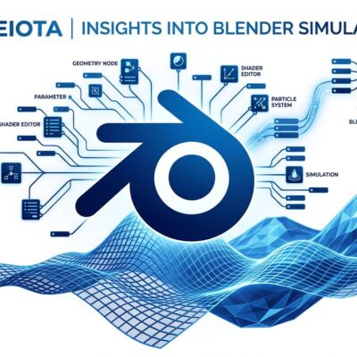 Blender 5.2 LTS node physics and Geometry Nodes visualization in blue and white