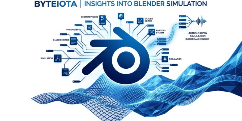 Blender 5.2 LTS node physics and Geometry Nodes visualization in blue and white