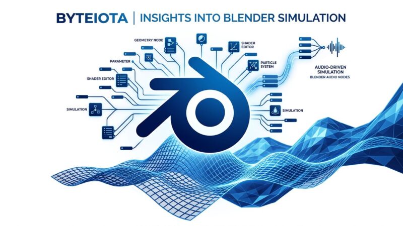 Blender 5.2 LTS node physics and Geometry Nodes visualization in blue and white