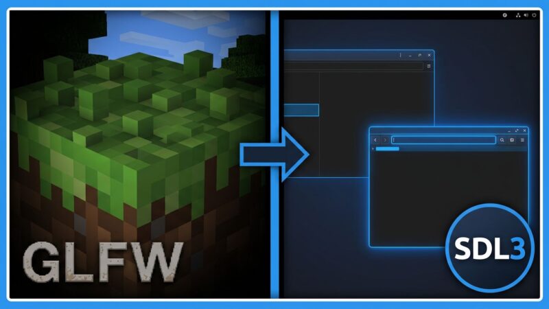 Split-screen comparison showing GLFW on left and SDL3 native Wayland on right for Minecraft Java Edition
