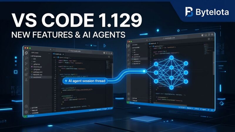 VS Code 1.129 Agent Host Protocol showing AI sessions spanning multiple editor windows with blue glowing nodes