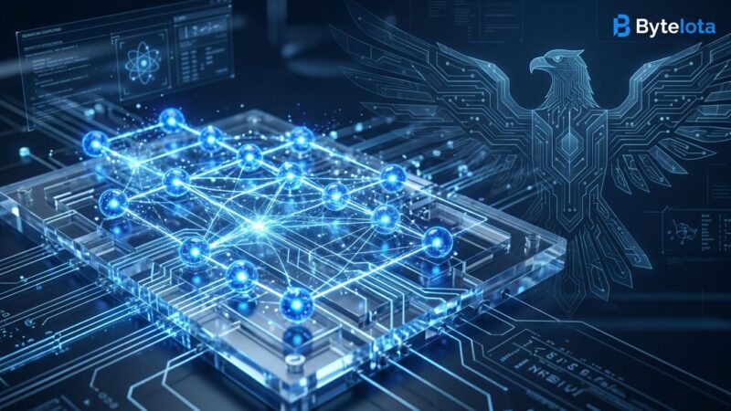 QuantumEAGLe NSA quantum computing initiative diagram showing quantum circuit with eagle silhouette