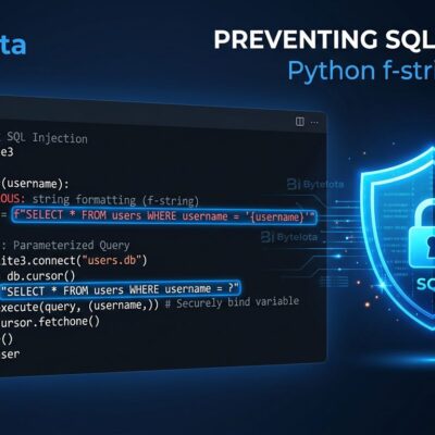 Python 3.14 t-strings code editor showing template string syntax with security shield icon representing SQL injection and XSS protection