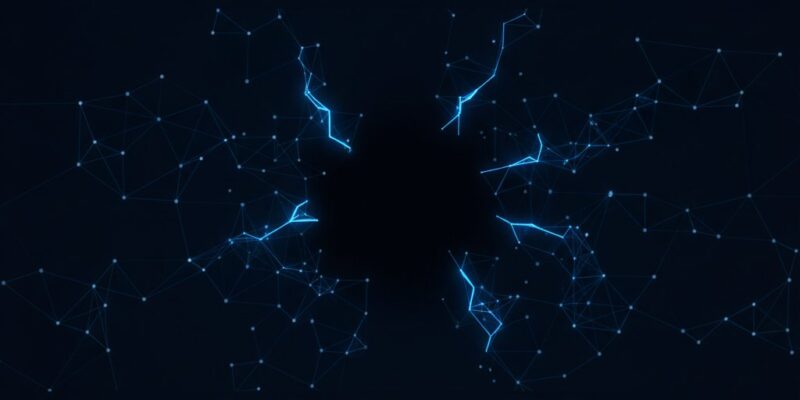Fractured neural network diagram representing agentic AI project failures in production
