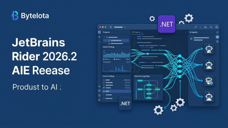 JetBrains Rider 2026.2 IDE with AI agent skills showing neural connections between profiler data, coverage maps and coding agents