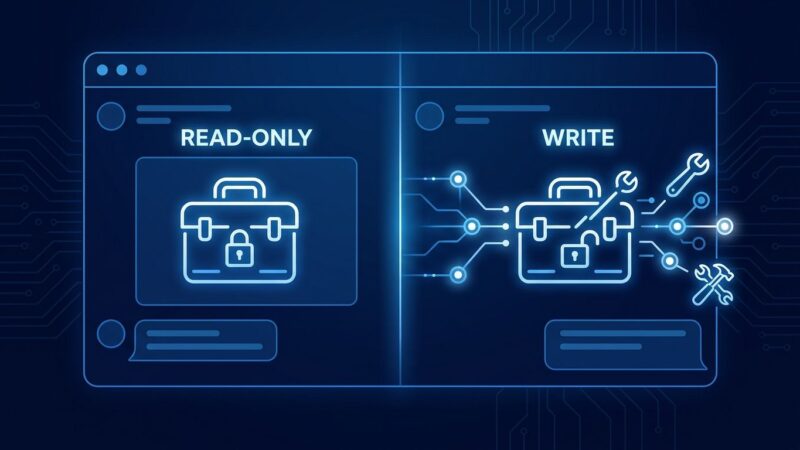 Illustration showing dynamic tool addition and removal in a Claude API conversation flow, with locked and unlocked toolbox icons on a dark blue background