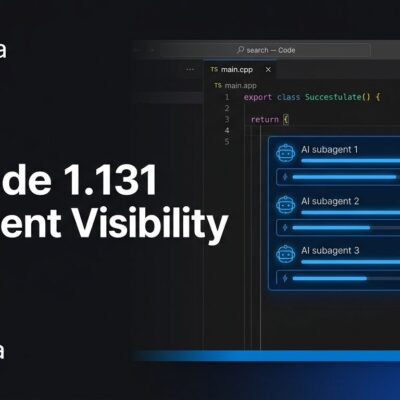 VS Code 1.131 showing subagent status visibility panel with AI agent monitoring indicators