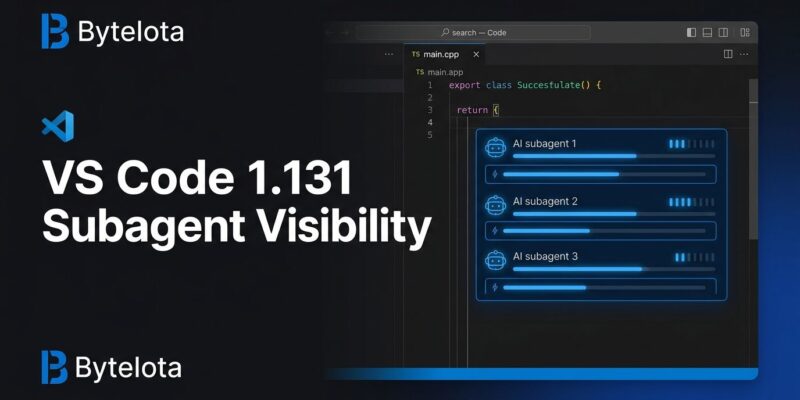 VS Code 1.131 showing subagent status visibility panel with AI agent monitoring indicators