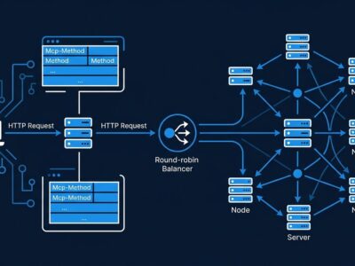MCP 2026-07-28 specification stateless architecture diagram showing distributed server nodes and protocol header routing