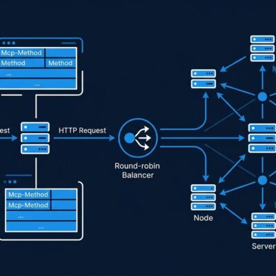 MCP 2026-07-28 specification stateless architecture diagram showing distributed server nodes and protocol header routing