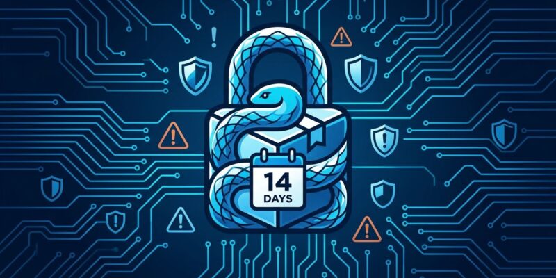 PyPI padlock securing a Python package with 14-day calendar restriction
