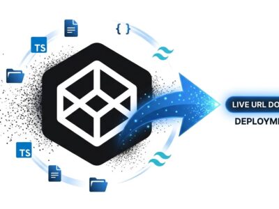 CodePen 2.0 launch — visual showing CodePen logo with deployment arrow pointing to live domain, featuring TypeScript and Tailwind logos