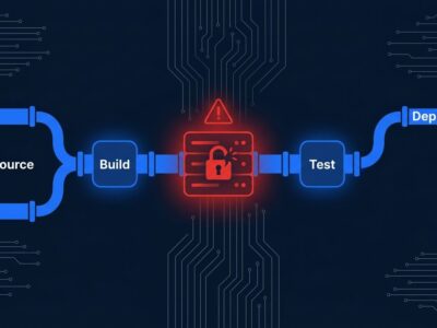 CI/CD pipeline with security breach indicator representing TeamCity CVE-2026-63077 unauthenticated RCE vulnerability
