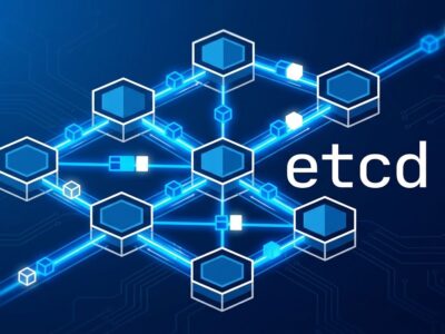 Distributed cluster nodes with blue streaming data packets representing etcd v3.7 RangeStream architecture