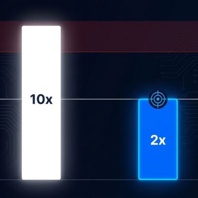 Data visualization showing LLM coding productivity ceiling of 2x versus the overhyped 10x claim, with Amdahls Law benchmark bars