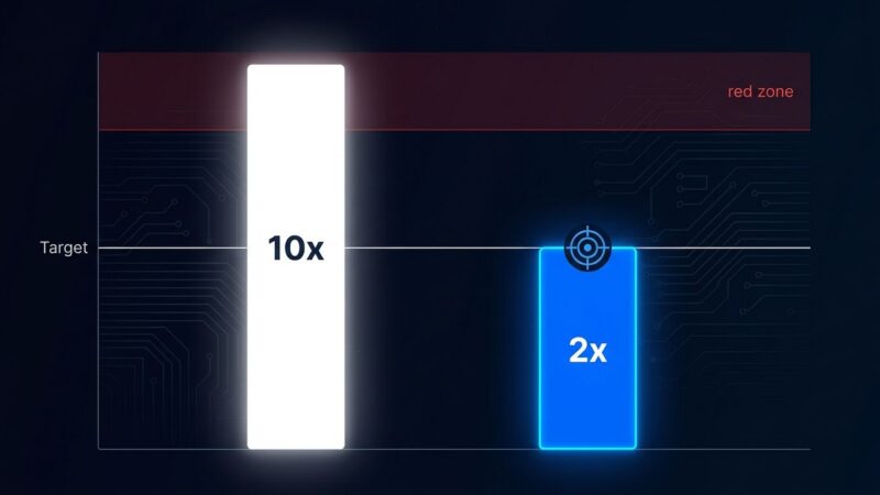 Data visualization showing LLM coding productivity ceiling of 2x versus the overhyped 10x claim, with Amdahls Law benchmark bars