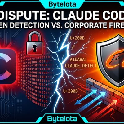 Split-screen illustration showing Alibaba blocking Claude Code with security shield, representing the AI coding tool ban over hidden fingerprinting code