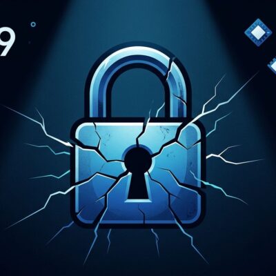 Cracked blue padlock representing broken LUKS disk encryption memory wipe regression in Linux kernel 6.9
