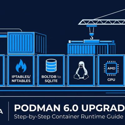 Podman 6.0 container runtime with breaking changes: CNI removal, cgroups v1 dropped, iptables replaced by nftables, BoltDB removed, AMD GPU support added