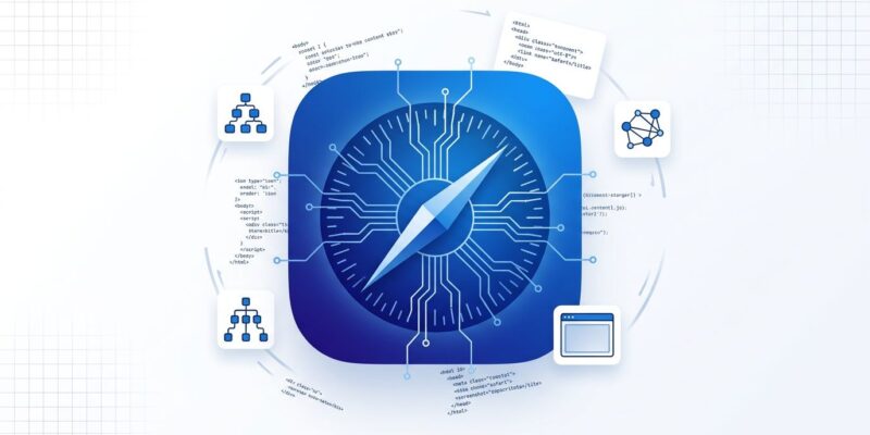 Safari browser icon with AI circuit board overlay representing the Safari MCP server for agent-based web debugging