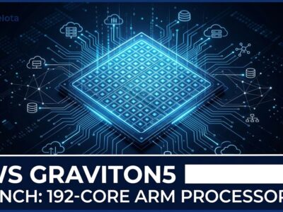 AWS Graviton5 192-core ARM processor chip with Nitro Isolation Engine visualization