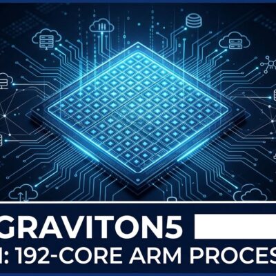 AWS Graviton5 192-core ARM processor chip with Nitro Isolation Engine visualization