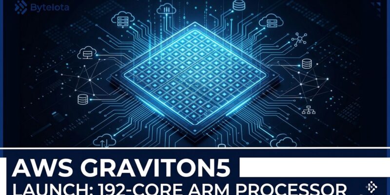 AWS Graviton5 192-core ARM processor chip with Nitro Isolation Engine visualization