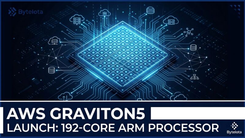 AWS Graviton5 192-core ARM processor chip with Nitro Isolation Engine visualization