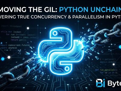 Python snake breaking free from chains symbolizing GIL removal in Python 3.14 free-threaded mode