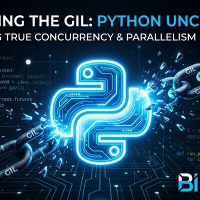 Python snake breaking free from chains symbolizing GIL removal in Python 3.14 free-threaded mode