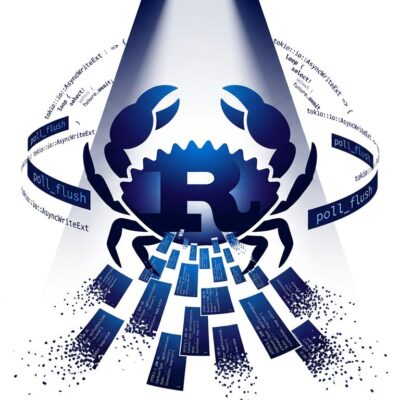 Rust Ferris crab logo with HTTP response data fragments dissolving and dropping away, illustrating the hyper silent data-loss bug
