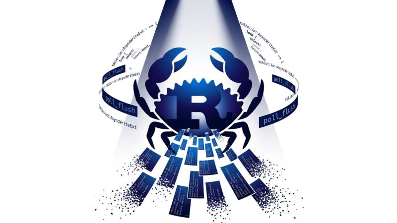 Rust Ferris crab logo with HTTP response data fragments dissolving and dropping away, illustrating the hyper silent data-loss bug