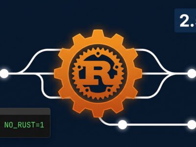 Git 2.55 release illustration showing Rust integration with Git branch diagram and version badge