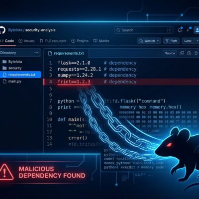GitHub repository interface showing a trojanized requirements.txt file with malicious frint package highlighted, representing the ChocoPoC RAT supply chain attack on security researchers