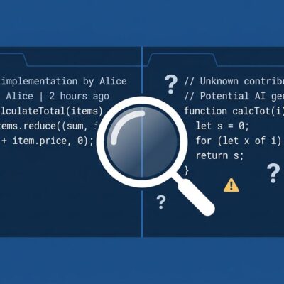 Developer code review screen showing AI-generated code accountability gap
