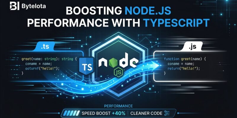 Node.js logo with TypeScript type stripping animation showing .ts file execution without a build step