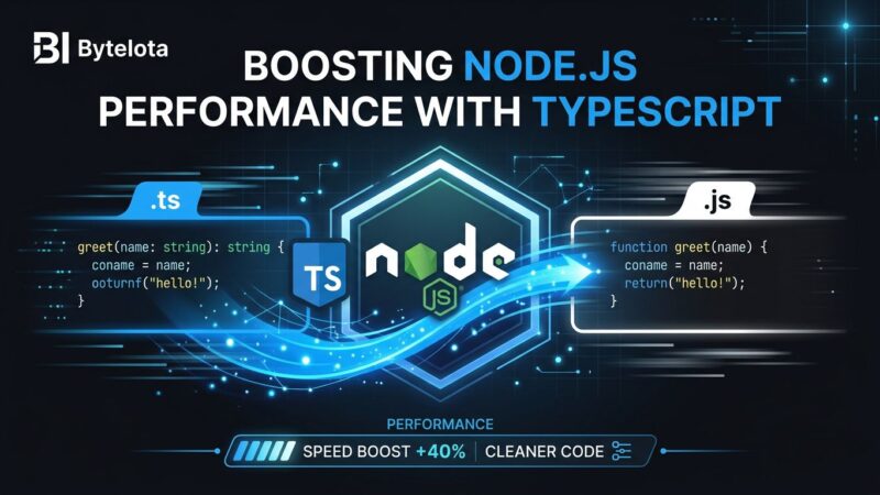 Node.js logo with TypeScript type stripping animation showing .ts file execution without a build step