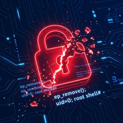 CVE-2026-46242 Bad Epoll Linux kernel privilege escalation vulnerability - red warning icon breaking apart over circuit board pattern on dark blue background