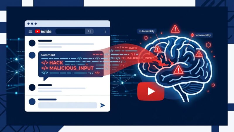 Abstract visualization of prompt injection attack on YouTube Studio Ask Studio AI assistant