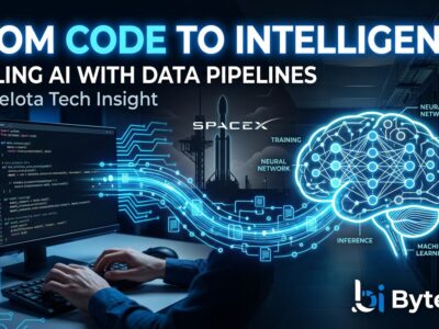 Developer coding session data flowing into Grok 4.5 AI model training pipeline with SpaceX ownership