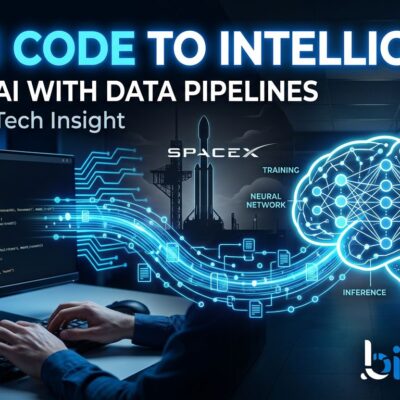 Developer coding session data flowing into Grok 4.5 AI model training pipeline with SpaceX ownership