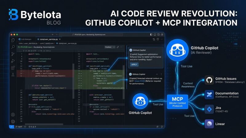 GitHub Copilot code review with agent skills and MCP integration diagram