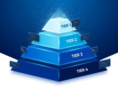 Four-tier layered memory pyramid representing TencentDB Agent Memory architecture with blue gradient design