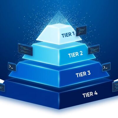 Four-tier layered memory pyramid representing TencentDB Agent Memory architecture with blue gradient design