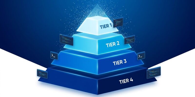 Four-tier layered memory pyramid representing TencentDB Agent Memory architecture with blue gradient design