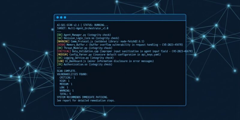 Claude Security Plugin terminal scan showing multi-agent vulnerability findings