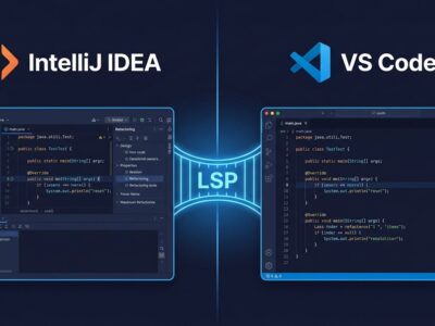 IntelliJ IDEA language intelligence bridging to VS Code via LSP protocol, showing the Java and Kotlin extension