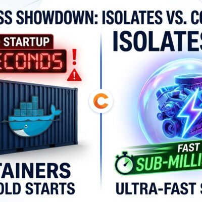 Split-screen comparison of container vs isolate compute model for AI agents on Cloudflare