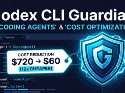 Codex CLI terminal interface with Guardian shield icon showing cost reduction from GPT-5.4 to GPT-5.6 Luna