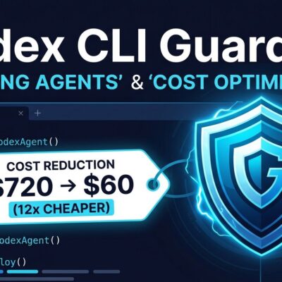 Codex CLI terminal interface with Guardian shield icon showing cost reduction from GPT-5.4 to GPT-5.6 Luna